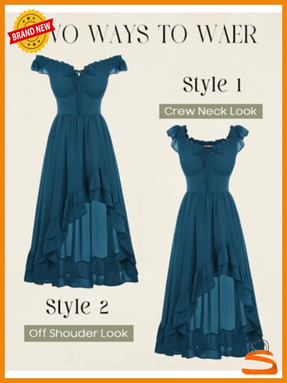 Off Shoulder Corset Dress Flowy Chiffon High Low Ruffle Wedding Guest Sundress - Picture 4 of 6